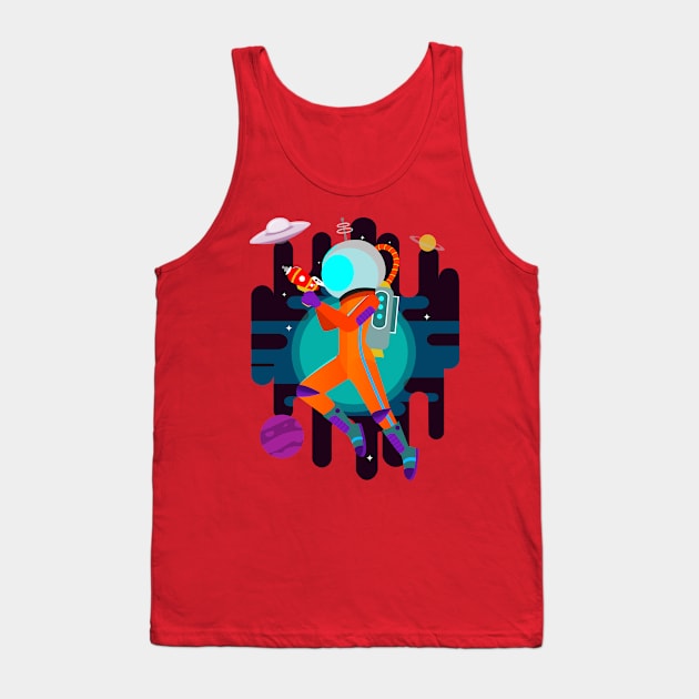 Orange space explorer astronaut Tank Top by InkyArt